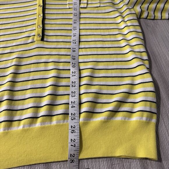 Lands' End 3/4 Sleeve Gold Button Yellow W/navy/white Stripe 2X EUC - Picture 8 of 8